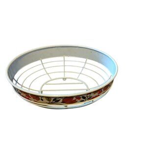 Vintage Metal Flower Leaves /Fruit BasketWhite Basket Good Condition